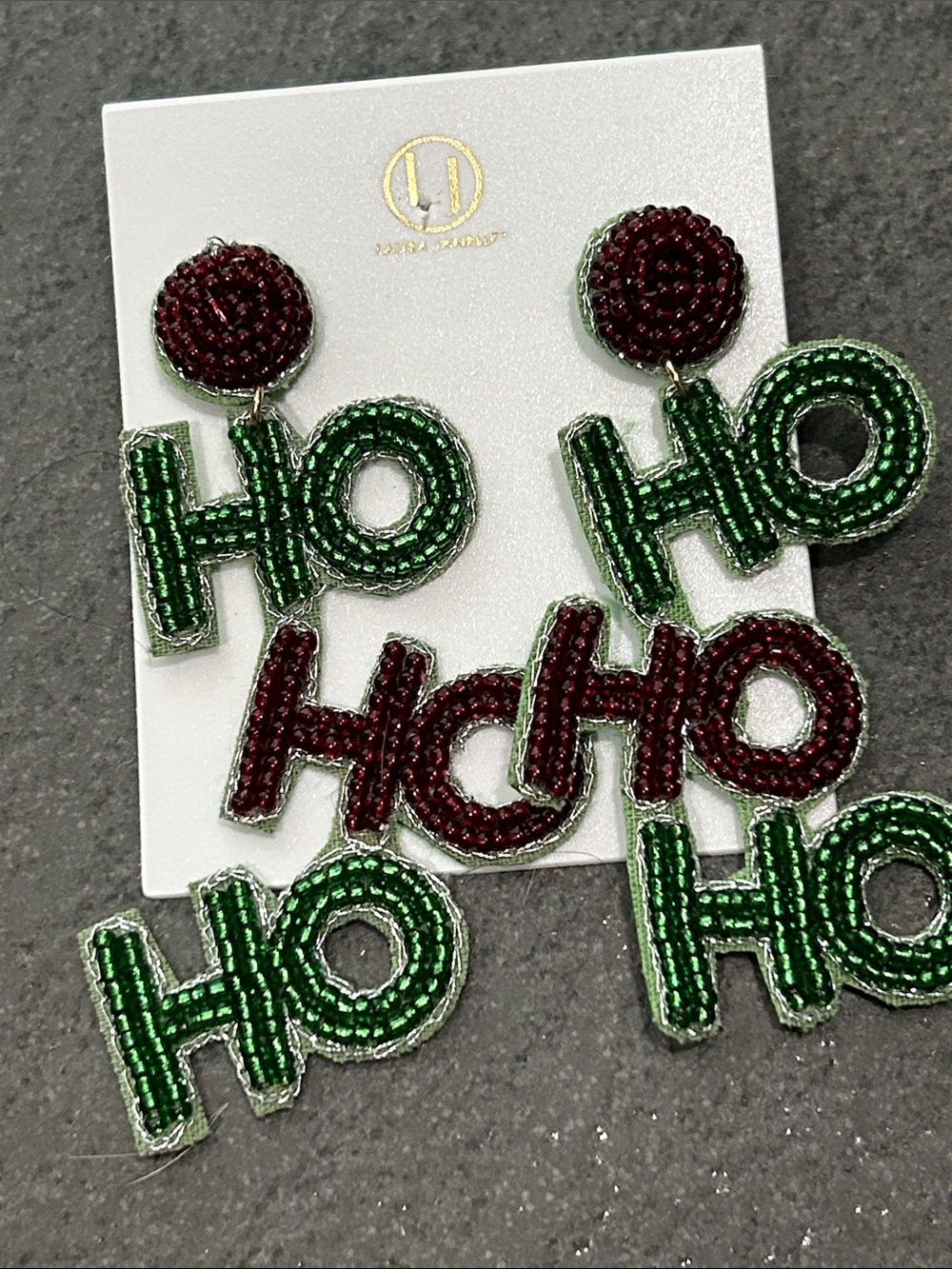 Beaded Christmas “Ho Ho Ho” earrings